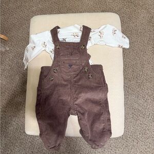 Carter's Chocolate Brown Corduroy Overalls- 3 month